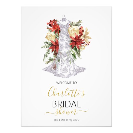 クリスマスド結婚レスブライダルシャワーウェルカムサイン フォトプリント            (正面)