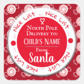 クリスマスナイスリスト北極名前をカスタムする スクエアシール (正面)