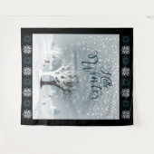 クリスマスナイトおとぎ話ファンタジー雪の森 タペストリー (正面(横))