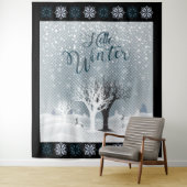 クリスマスナイトおとぎ話ファンタジー雪の森 タペストリー (インサイチュ)