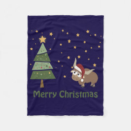 クリスマスナイトのサンタヤク フリースブランケット