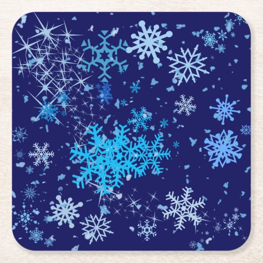 クリスマスナイトの降雪 スクエアペーパーコースター (正面)