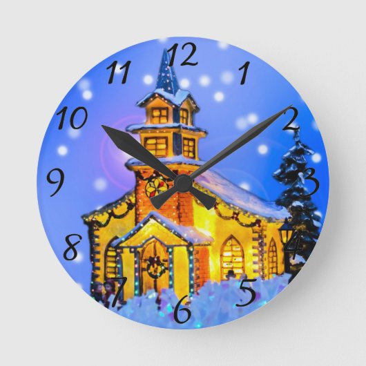 クリスマスナイトウォールクロック ラウンド壁時計 (正面)