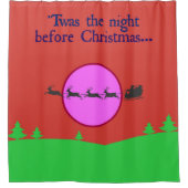 クリスマスナイトサンタそりのピンクと紫の月 シャワーカーテン (正面)