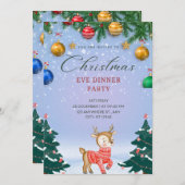 クリスマスナイトディナーパーティー 招待状 (正面/裏面)