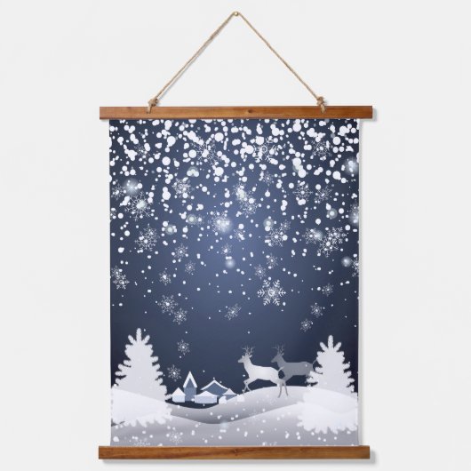 クリスマスナイトフェアリーテイル。ファンタジーフォレスト、雪 吊り下げ型タペストリー (正面3)