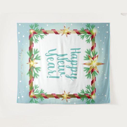 クリスマスナイト童話。ファンタジー雪ヴィンテージ タペストリー (正面(横))