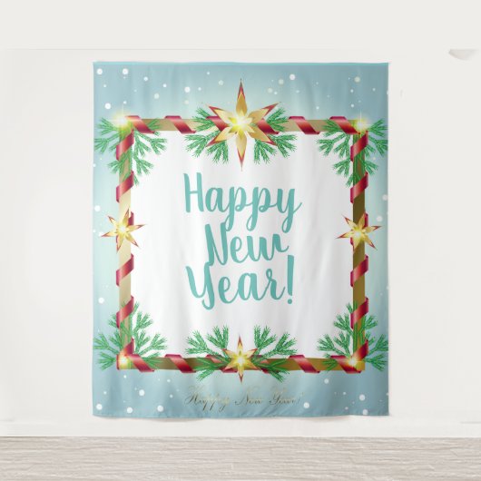 クリスマスナイト童話。ファンタジー雪ヴィンテージ タペストリー (正面)