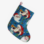 クリスマスナイト雪とサンタポートレート ラージクリスマスストッキング (正面 (吊り時))