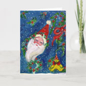 クリスマスナイト/おもちゃと葵の木の付いたサンタ シーズンカード (正面)