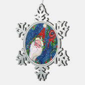 クリスマスナイト/サンタクロース スノーフレークピューターオーナメント (右)