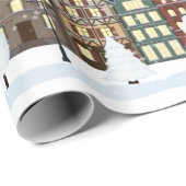 クリスマスナイト – シティーの雪の風景 ラッピングペーパー (ロールコーナー)