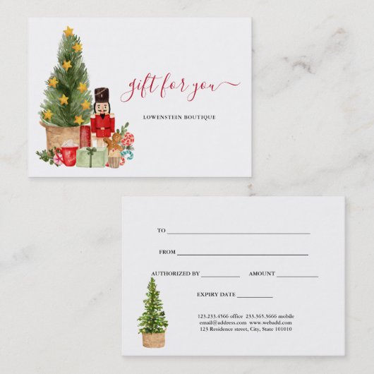 クリスマスナック割り付けホリデーギフト証明書 割引カード (正面/裏面)