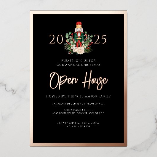 クリスマスナック割り当てファミリーパーティースクリプト金ゴールド 箔シーズンカード (正面)