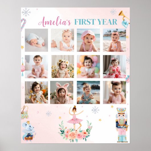 クリスマスナック誕生日写真マイルストーンのサイン ポスター (正面)