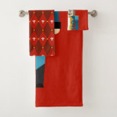 クリスマスナット割り付け赤い背景 バスタオルセット (インサイチュ)