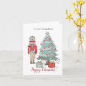 クリスマスナツクラッカーと木の孫 カード (黄色い花)