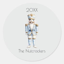 クリスマスナツクラッカーの水色 ラウンドシール