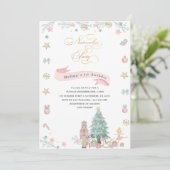 クリスマスナツクラッカーバレエピンクの水色ベビーs 招待状 (スタンド正面)