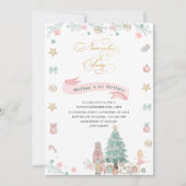 クリスマスナツクラッカーバレエピンクの水色ベビーs 招待状 (正面)