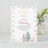 クリスマスナツクラッカーバレエピンクの水色ベビーs 招待状 (スタンド正面)