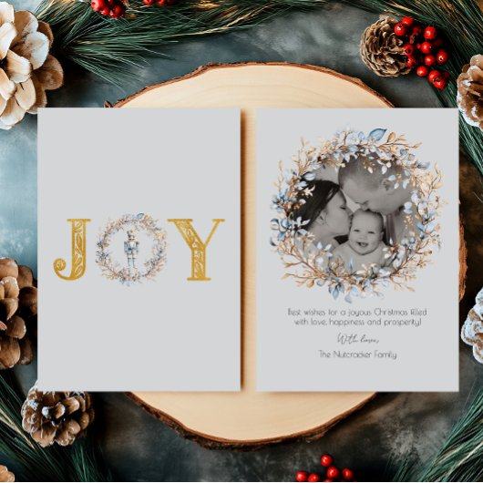 クリスマスナツクラッカーバレエ水彩写真 箔シーズンカード