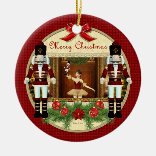クリスマスナツクラッカーバレリーナカスタムオーナメント セラミックオーナメント (正面)