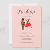 クリスマスナツクラッカーバレリーナベビーガール誕生日 招待状 (正面)