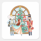 クリスマスナツクラッカーバレリーナマウスキング スクエアシール (正面)
