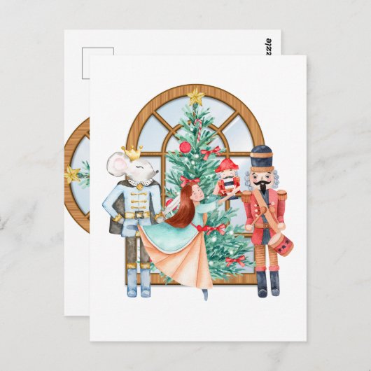 クリスマスナツクラッカーバレリーナマウスキング ポストカード (正面/裏面)