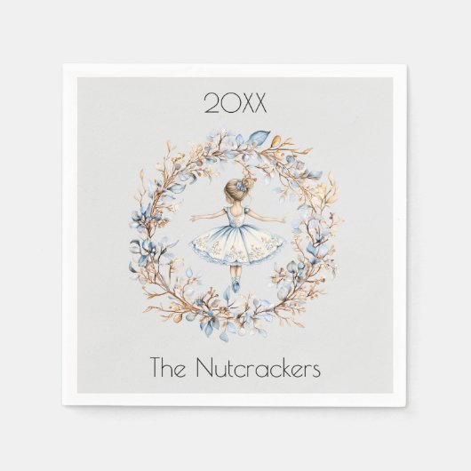 クリスマスナツクラッカーバレリーナ水色 スタンダードカクテルナプキン (正面)