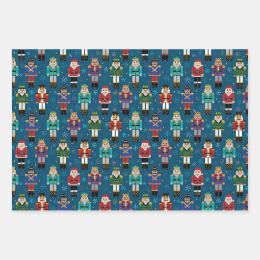 クリスマスナツクラッカーパターンラッピング紙シート ラッピングペーパーシート (正面)
