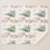 クリスマスナツクラッカーピンクの冬のワンダーランド シェルパブランケット (正面(横))