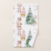 クリスマスナツクラッカーピンクの冬のワンダーランド バスタオルセット (ハンドタオル)