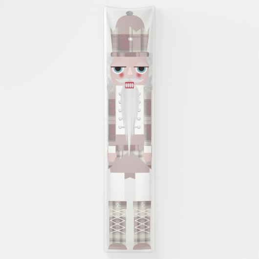 クリスマスナツクラッカーフランネルピンクのバナー 横断幕 (縦)