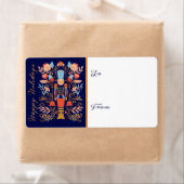 クリスマスナツクラッカーフローラフォークアート深いブルー ラベル (インサイチュ)