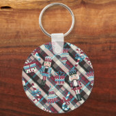 クリスマスナツクラッカープレイドブルーブルゴーニュ キーホルダー (正面)