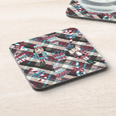 クリスマスナツクラッカープレイドブルーブルゴーニュ コースター (左側)