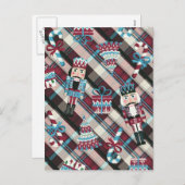 クリスマスナツクラッカープレイドブルーブルゴーニュ シーズンポストカード (正面/裏面)