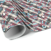 クリスマスナツクラッカープレイドブルーブルゴーニュ ラッピングペーパー (ロールコーナー)