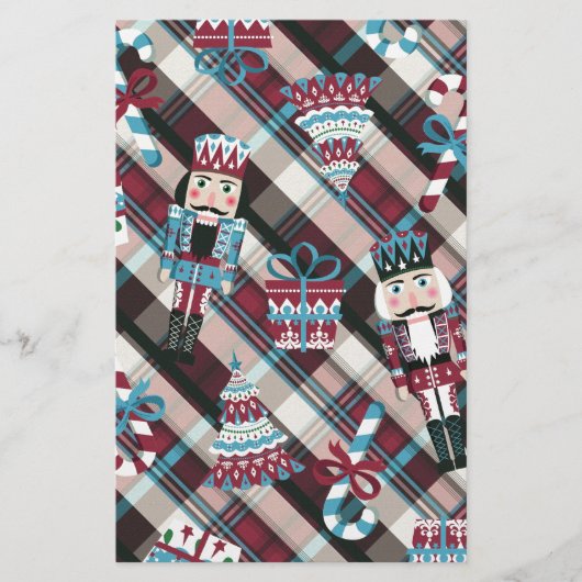 クリスマスナツクラッカープレイドブルーブルゴーニュ 便箋 (正面)