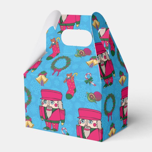 クリスマスナツクラッカー玩具、青いスノーフレークのパターン フェイバーボックス (正面サイド)