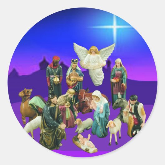 クリスマスナティバティのシーンシール ラウンドシール (正面)