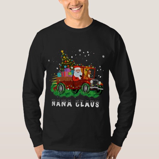 クリスマスナナクロースレッドトラックファミリークリスマスパジャマ Tシャツ (正面)