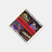 クリスマスナプキンとカラフルクリスマスボート スタンダードカクテルナプキン (角)