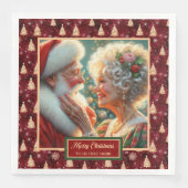 クリスマスナプキンスサンタカップル赤金ゴールドグリーン (正面)