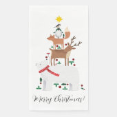 クリスマスナプキン新年動物かわいいイラストレーション (正面)