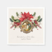 クリスマスナプキン：イエス・ポインセティアスの出生 スタンダードカクテルナプキン (正面)