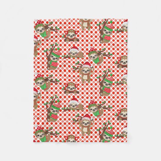 クリスマスナマケモノ毛布 フリースブランケット (正面)