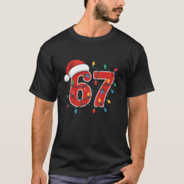 クリスマスナンバー67 Xmasライトサンタクロース67 Tシャツ